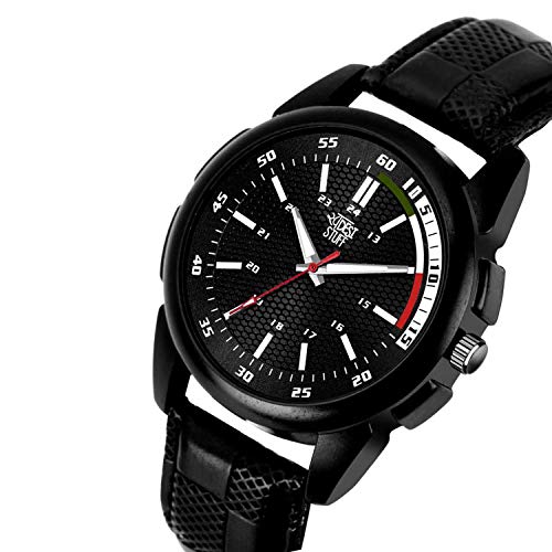 SWADESI STUFF Leather Analogue Men Watch Black Dial Black Colored Strap_Black Band - Image 2