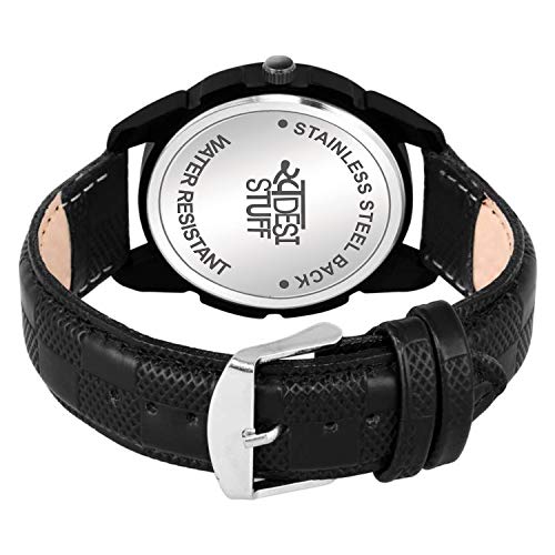 SWADESI STUFF Leather Analogue Men Watch Black Dial Black Colored Strap_Black Band - Image 4