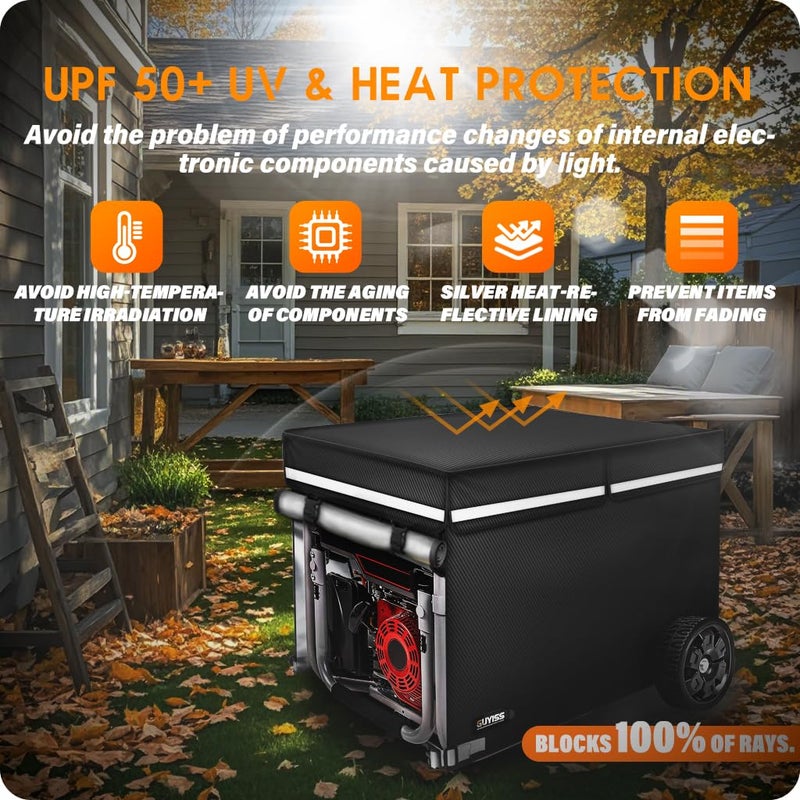 GUYISS 2025 Upgrade 900D+210D Heavy Duty Thicken Fabric. GUYISS Generator Cover, 32x24x24 inch Generator Covers While Running, Top Can Be Opened for Refueling. All-weather Generator Protective Cover.Black - Image 4