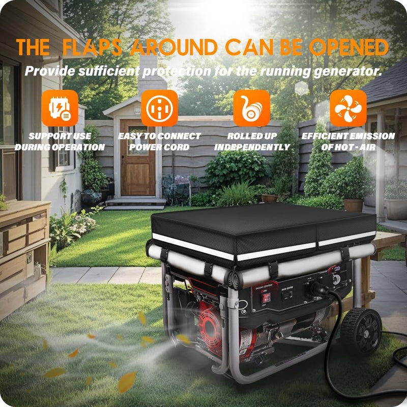 GUYISS 2025 Upgrade 900D+210D Heavy Duty Thicken Fabric. GUYISS Generator Cover, 32x24x24 inch Generator Covers While Running, Top Can Be Opened for Refueling. All-weather Generator Protective Cover.Black - Image 5