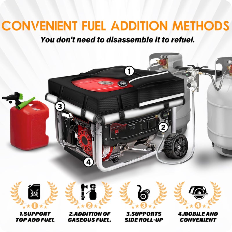 GUYISS 2025 Upgrade 900D+210D Heavy Duty Thicken Fabric. GUYISS Generator Cover, 32x24x24 inch Generator Covers While Running, Top Can Be Opened for Refueling. All-weather Generator Protective Cover.Black - Image 3