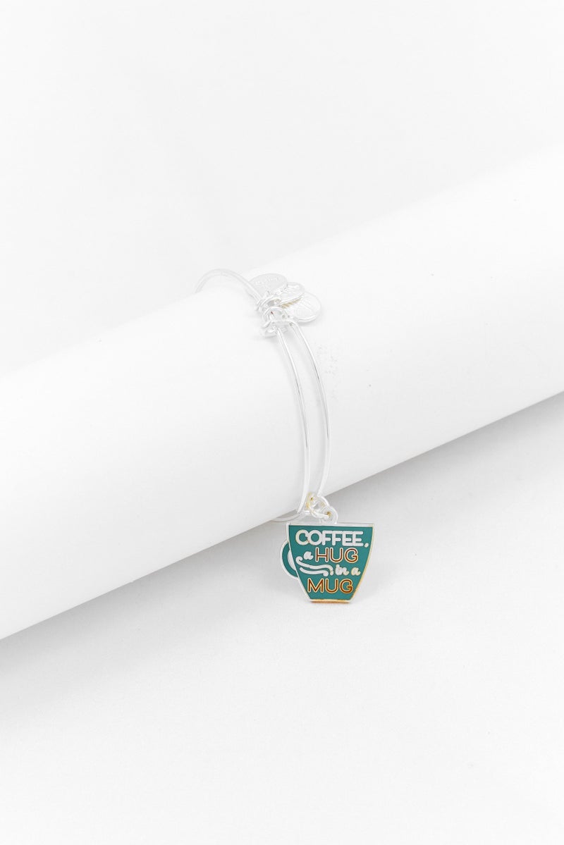 ALEX AND ANI Women A Hug in a Mug Expandable Bangle Bracelet, Silver - Image 1