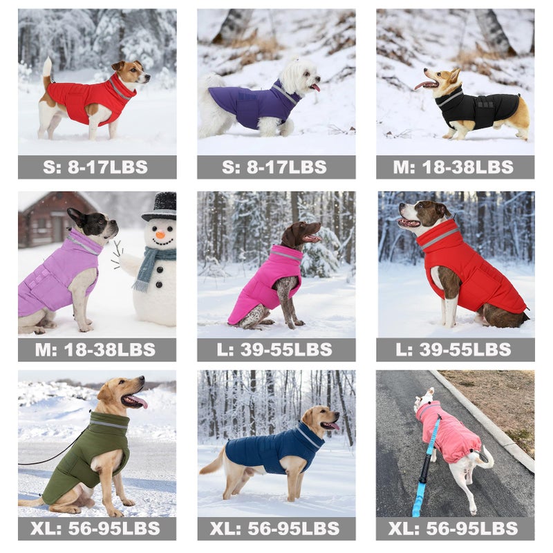Mklhgty Waterproof Dog Coat for Medium and Large Dogs, Warm Dog Winter Jacket, Reflective Windproof Turtleneck Coats with Adjustable Hook & Loop - Pink - L - Image 2