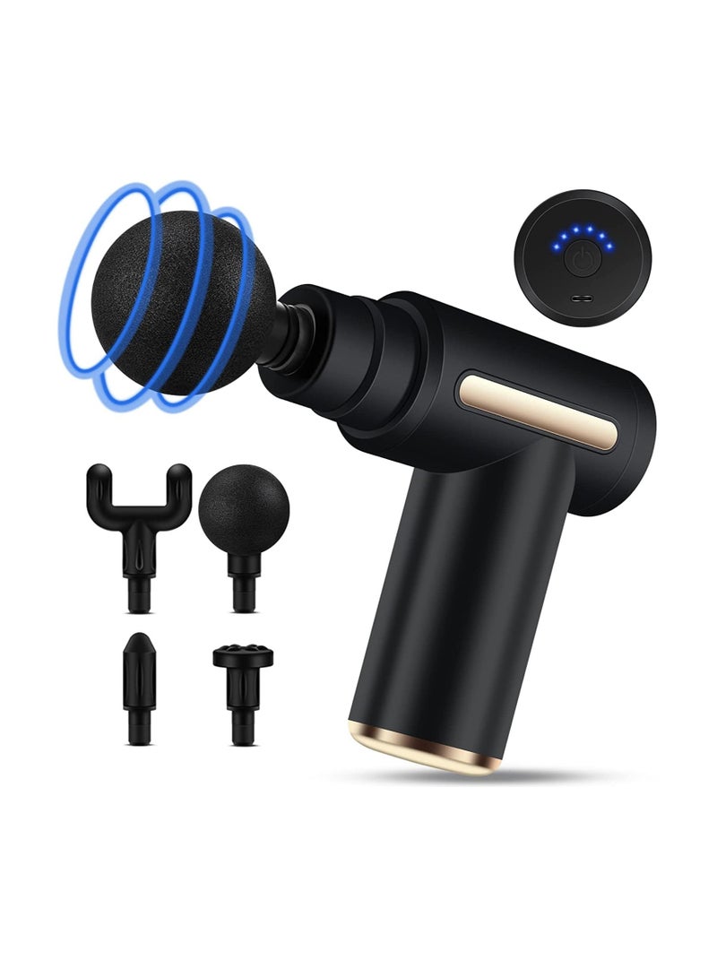 Generic Mini Muscle Massage Gun – Ultra Quiet 35dB – 6 Speed Levels – 4 Heads – USB-C Rechargeable – Handheld Deep Tissue Massager for Neck, Legs & Shoulders – Black  - Image 1