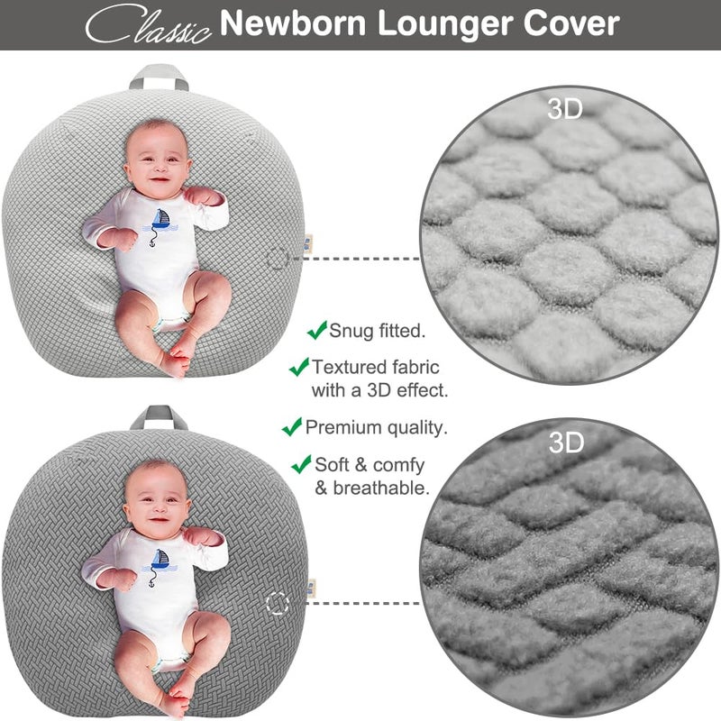 BlueSnail Strechy Newborn Lounger Cover, Removable and Ultra Soft Sung Fitted Baby Lounger Slipcover by BlueSnail (2 Pack, Gray+Light Gray) - Image 2