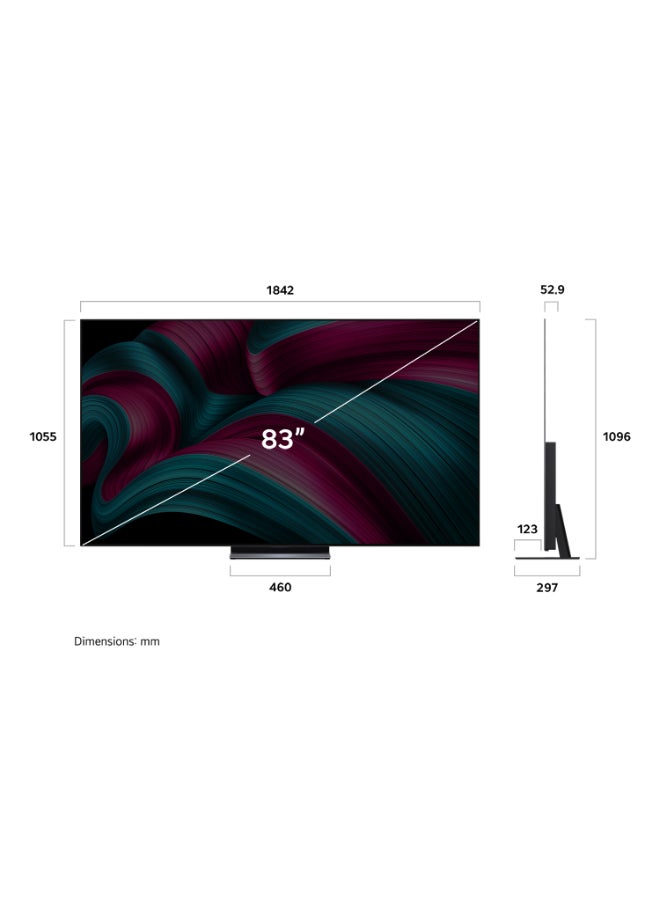 LG 83 Inch LG OLED EVO AI C5 4K 144Hz Smart TV AI Magic remote webOS25 2025 OLED83C56LA-AMAG Black - Image 2