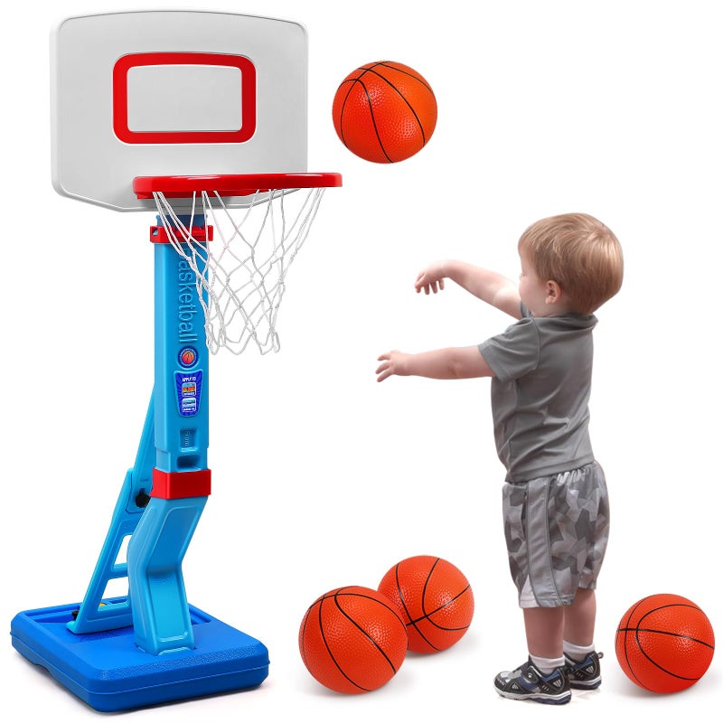 SUPER JOY Toddler Basketball Hoop Height Adjustable Kids Basketball Hoops for Indoor Outdoor Play Portable Mini Basketball Goal for Poolside Game Sport Toys for Boys Girls Age 1 2 3 4 5 - Image 2