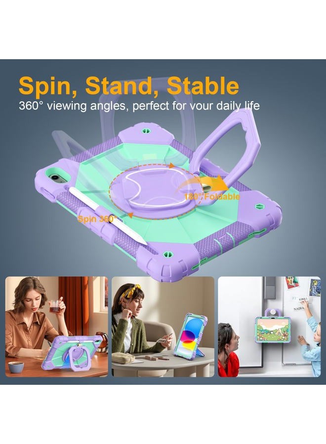 Auorld Case for iPad A16 11th Generation 11 Inch 2025, Auorld for iPad 10th Generation 10.9 inch 2022 case with Screen Protector, 360 Degree Rotating Stand Shoulder Strap Pencil Holder,Purple Mint - Image 4