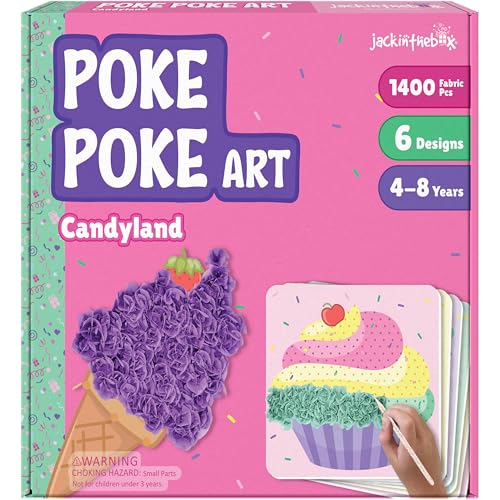 jackinthebox Poke Poke Art for Kids Candyland Theme MessFree Fabric Art and Craft Flower Pressing Kits Gift for Kids DIY Activity Boy Gift Easter Gifts for Girls and Boys Ages 4 5 6 7 8 - Image 1
