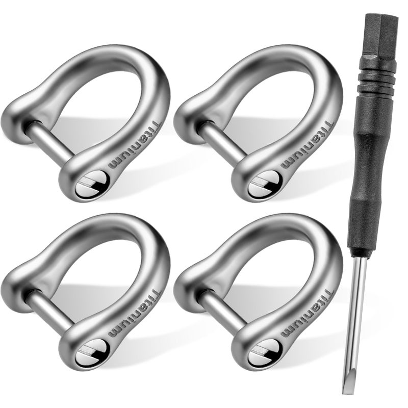 FEGVE Small Titanium Key Ring with Screw Shackle - Car Fob Keychain Heavy Duty Strong Mini Titanium D Rings -1/3 Inch/9mm (Silver 4 Pack) - Image 1