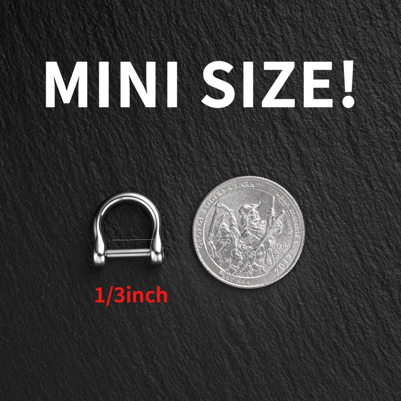 FEGVE Small Titanium Key Ring with Screw Shackle - Car Fob Keychain Heavy Duty Strong Mini Titanium D Rings -1/3 Inch/9mm (Silver 4 Pack) - Image 2