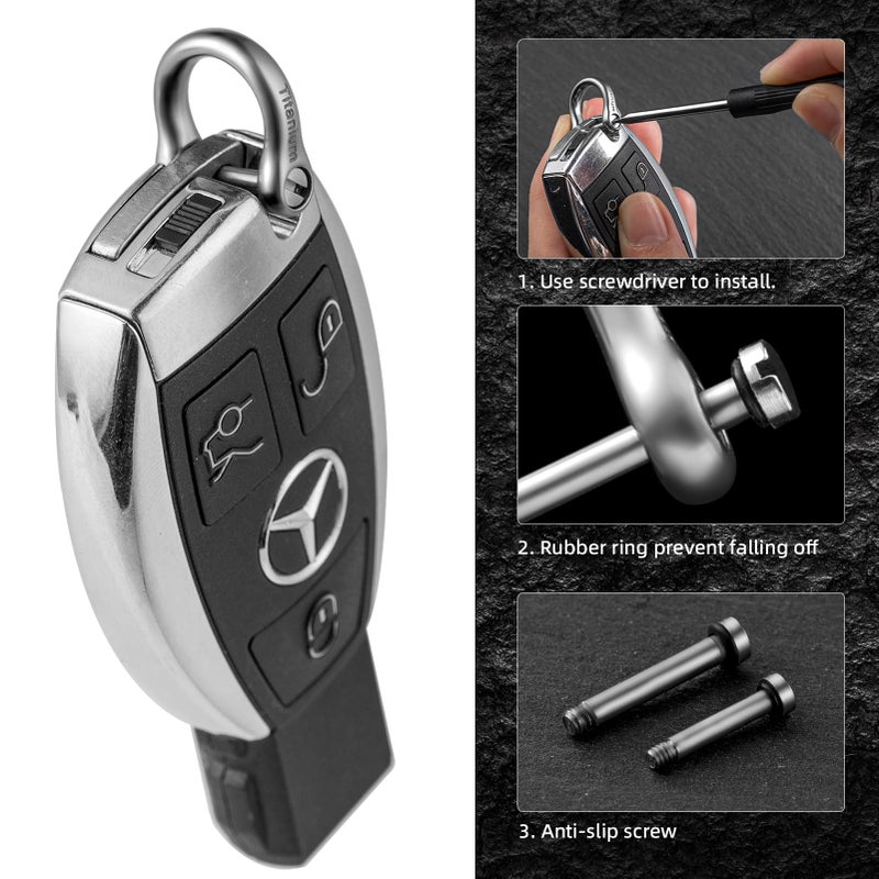 FEGVE Small Titanium Key Ring with Screw Shackle - Car Fob Keychain Heavy Duty Strong Mini Titanium D Rings -1/3 Inch/9mm (Silver 4 Pack) - Image 5
