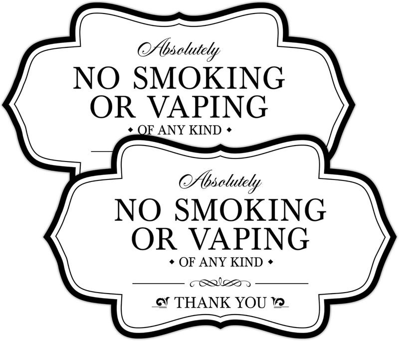 LUHIMO 2PCS Absolutely No Smoking or Vaping Sign Stickers，Self-Adhesive Waterproof Vinyl Smoke Free Sticker for House，Home，Business，Windows（White） - Image 1