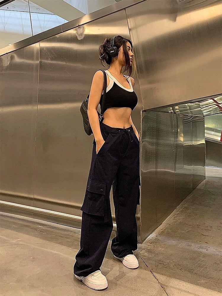 Summer Thin Quick-Drying Casual Pants Men'S And Women'S Trendy Brand High-Street Puppies Handsome Loose Straight Multi-Pocket Functional Overalls - Image 3