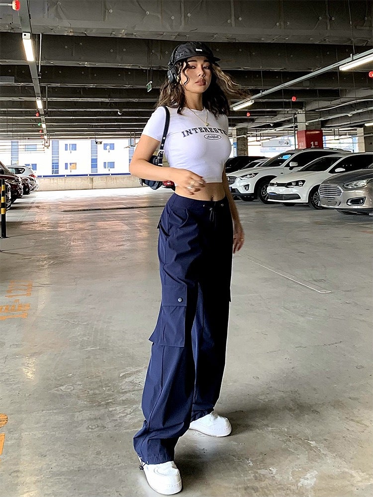 Summer Thin Quick-Drying Casual Pants Men'S And Women'S Trendy Brand High-Street Puppies Handsome Loose Straight Multi-Pocket Functional Overalls - Image 2