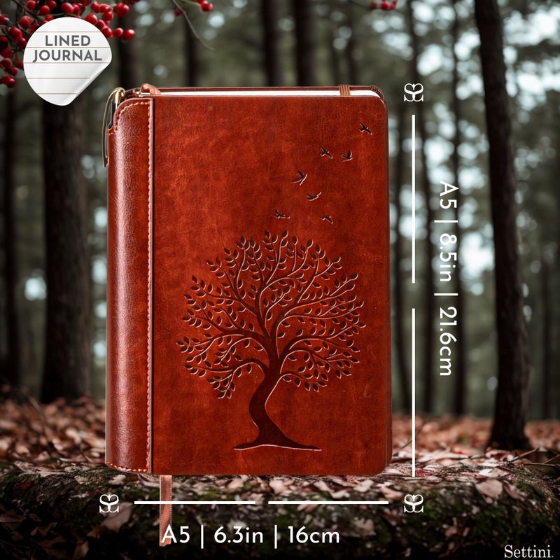 SETTINIÂ® Tree of Life Journal Gift Set - Hardcover Vegan Leather, Unique Pen Holder, Lined, 192 Pages, A5 - Includes Pen for Writing and Travel - Journal for Women - Image 3