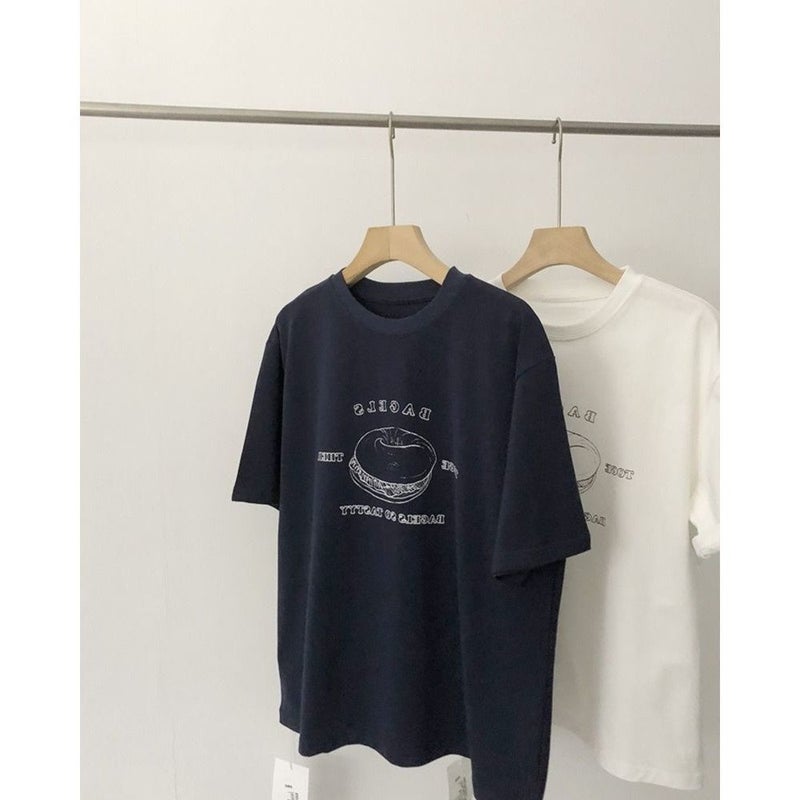 Super Feel Modal Style Right Shoulder Short-Sleeved T-Shirt For Women Loose Printed Drapey Thin Top That Cover The Flesh - Image 3