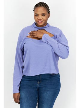 Women Curve Fit High Neck Long Sleeve Textured Top, Purple - pzsku/ZDC8FECF389A8850DBD67Z/45/_/1727792093/87c6eb78-f417-4f8b-8fe8-4df735191729