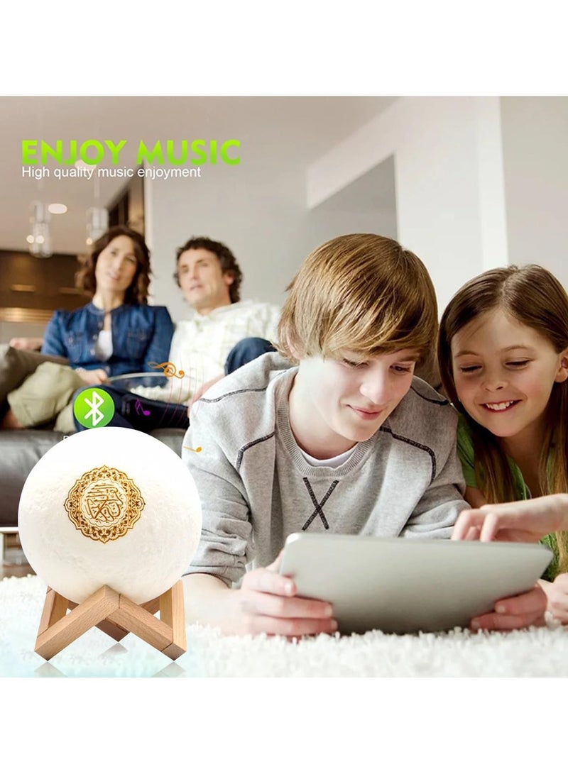 DubaiGallery Moon lamp Quran speaker with led light stand, Bluetooth speaker mp3 player, portable rechargeable light, Quran English translation for room home decor ramadan lights - Image 4