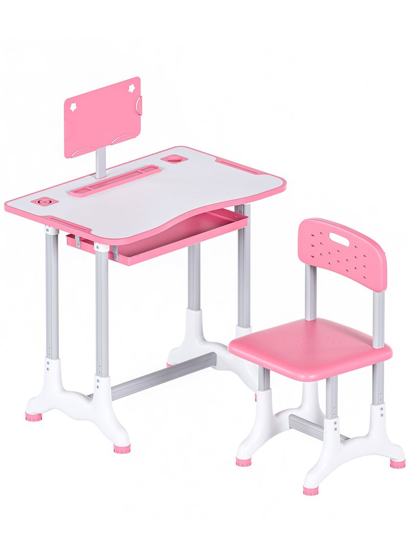 Funz Educational Kids Study Table and Chair Pink Kids With Table Lamp Cartoon gift - Image 2