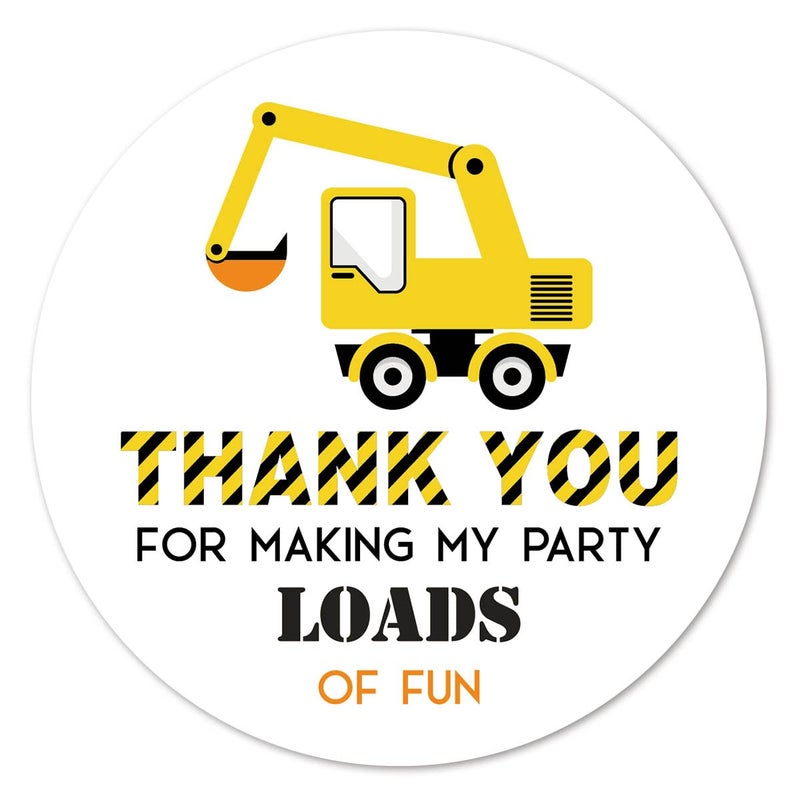 MAGJUCHE Construction Truck Thank You Stickers, 2 Inch Birthday Baby Shower Party Favor Labels 40-Pack - Image 1