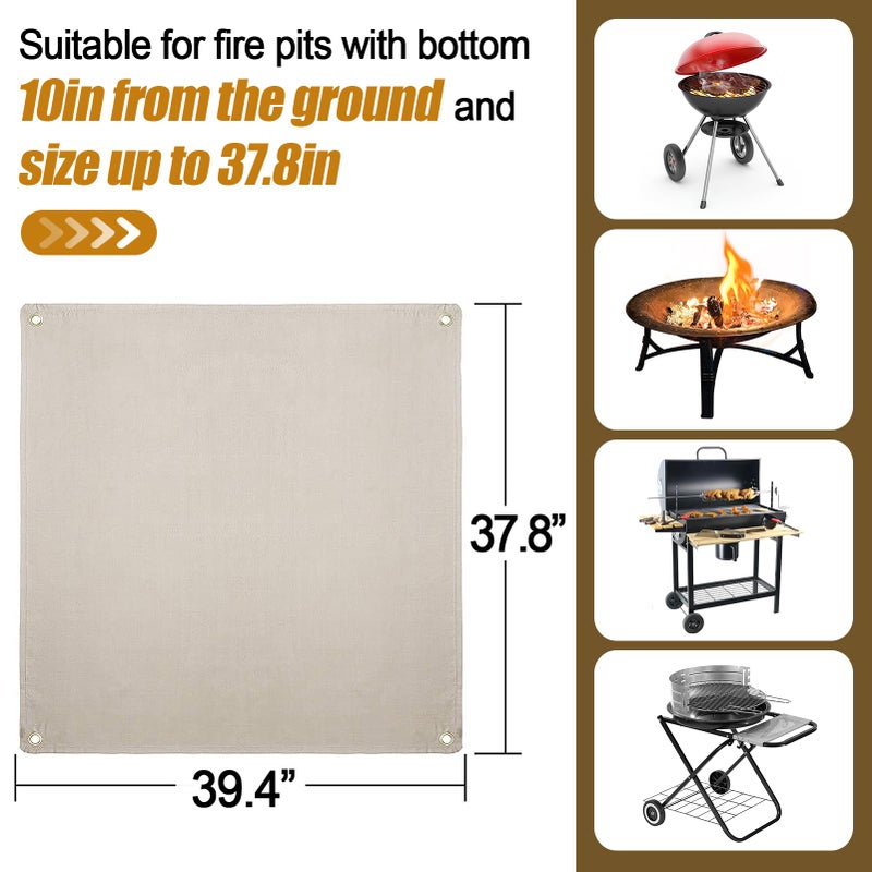 PAMASE Fire Pit Mat - 37.8x39.4in Fireproof Blanket for Under Fire Pit, Compatible with Solo Stove, Heat Resistant Rug for Outside Indoor Wooden Deck Grass Lawn Protection - Brown - Image 5