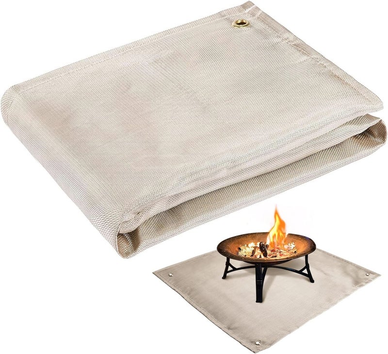 PAMASE Fire Pit Mat - 37.8x39.4in Fireproof Blanket for Under Fire Pit, Compatible with Solo Stove, Heat Resistant Rug for Outside Indoor Wooden Deck Grass Lawn Protection - Brown - Image 1