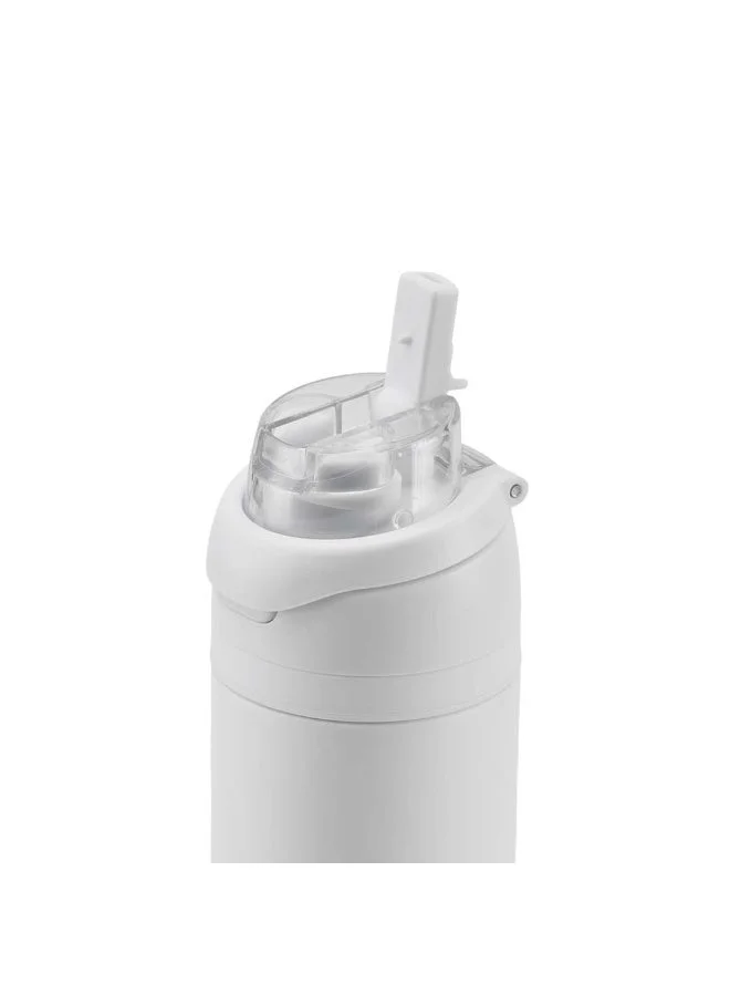 Hans Larsen White Hans Larsen Aero Sip Recycled Stainless Steel Water Bottle 750ml Dual Sip Lid with Straw & Drinking Hole, Leakproof Travel Bottle, Sleek Matte Finish, Eco-Friendly Reusable For Sports & Office - White  | Best Price UAE