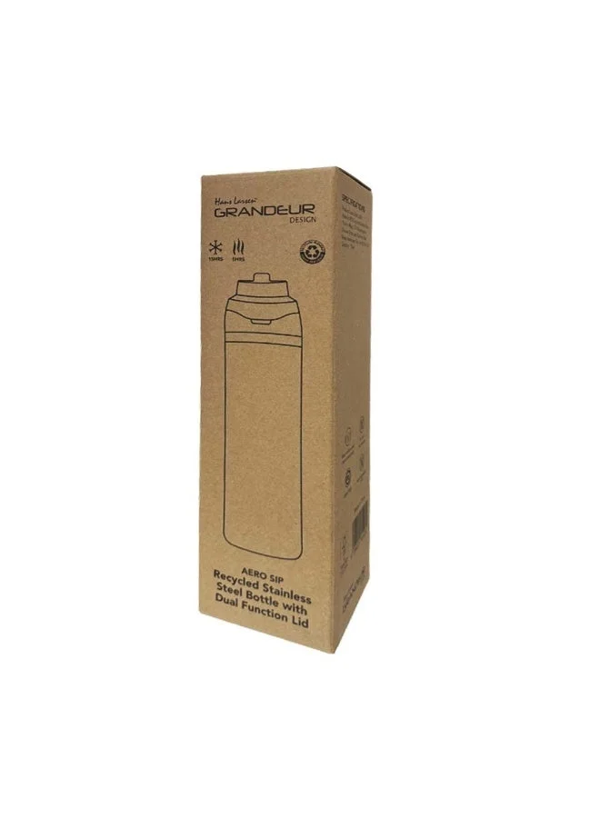 Hans Larsen White Hans Larsen Aero Sip Recycled Stainless Steel Water Bottle 750ml Dual Sip Lid with Straw & Drinking Hole, Leakproof Travel Bottle, Sleek Matte Finish, Eco-Friendly Reusable For Sports & Office - White  | Best Price UAE