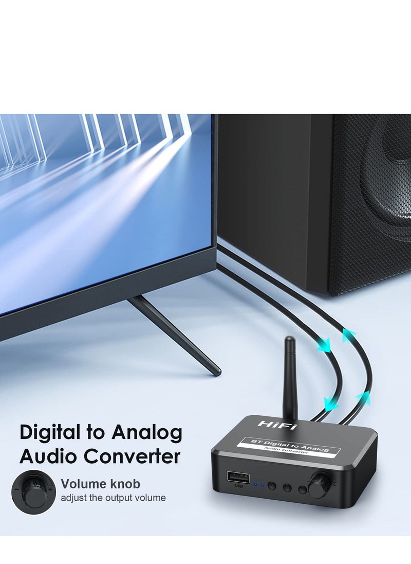 SYOSI - 192KHZDigital to Analog Audio Converter, 5.2 Bluetooth Receiver DAC Wireless Audio Adapter with Optical/Coaxial to 3.5mm Audio Output for PS3 PS4 DVD AppleTV Home Cinema - Image 1