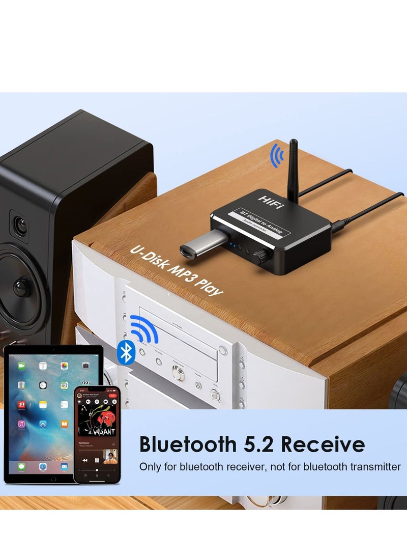 SYOSI - 192KHZDigital to Analog Audio Converter, 5.2 Bluetooth Receiver DAC Wireless Audio Adapter with Optical/Coaxial to 3.5mm Audio Output for PS3 PS4 DVD AppleTV Home Cinema - Image 1