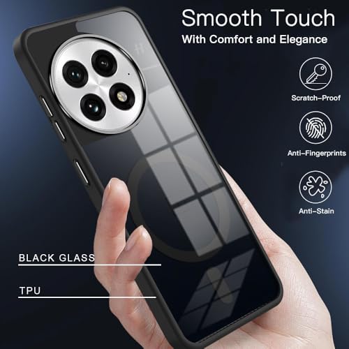 KARWAN Translucent Hybrid Back Case Cover Compatible with Oneplus 13R Shockproof Case with Camera Protection, N52 Magnet Cover Case with Magnetic MagEaze Wireless Charging Cover (Black) - Image 3