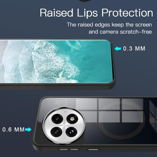KARWAN Translucent Hybrid Back Case Cover Compatible with Oneplus 13R Shockproof Case with Camera Protection, N52 Magnet Cover Case with Magnetic MagEaze Wireless Charging Cover (Black) - Image 4