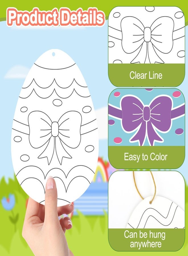 Hedeey 90 Pcs Easter Paper Egg Crafts, Color Your Own Egg Crafts, Easter DIY Crafts for Kids Party Activity Classroom Decor. (Eggs) - Image 3