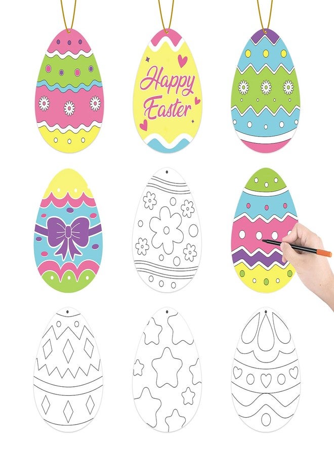 Hedeey 90 Pcs Easter Paper Egg Crafts, Color Your Own Egg Crafts, Easter DIY Crafts for Kids Party Activity Classroom Decor. (Eggs) - Image 1