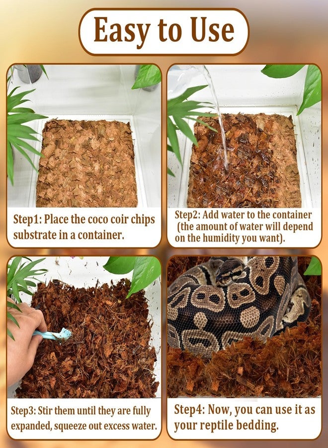 Halatool 10 LB Coconut Chips Substrate for Reptile, 72QT Natural Coconut Husk Coco Cypress Mulch Aquarium Terrarium Bedding for Corn Snake Ball Python Tortoise Frog Gecko Hermit Crab Reptile Tank - Image 4