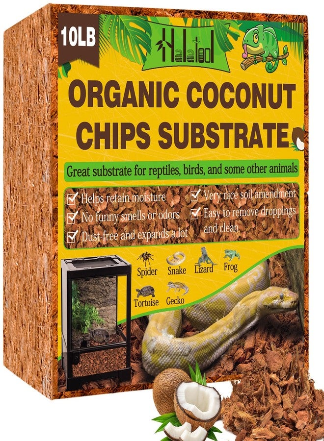 Halatool 10 LB Coconut Chips Substrate for Reptile, 72QT Natural Coconut Husk Coco Cypress Mulch Aquarium Terrarium Bedding for Corn Snake Ball Python Tortoise Frog Gecko Hermit Crab Reptile Tank - Image 1