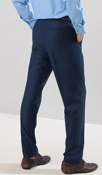 Varetta Men's Blue Classic Cut Pocketed Fabric Trousers