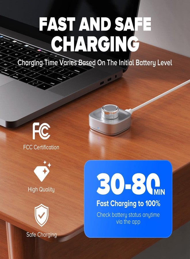 Vokelater Ring Chager Compatible with Ou-ra Ring4, Fast Charge for Ou-ra Ring Gen 4 of Size 8, Charging Dock with USB-C Cable (Glossy Silver) - Image 4