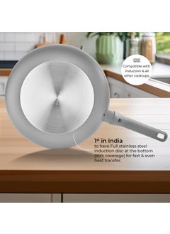 Berghoff Berghoff 24 cm Recycled Aluminum Non-Stick Cooking Fry Pan & Toughened Glass Lid | CeraGreen Ceramic Coating |PTFE, PFAS Free |Induction, Dishwasher Ready |Dark Grey |5 Yr Warranty  - Image 3