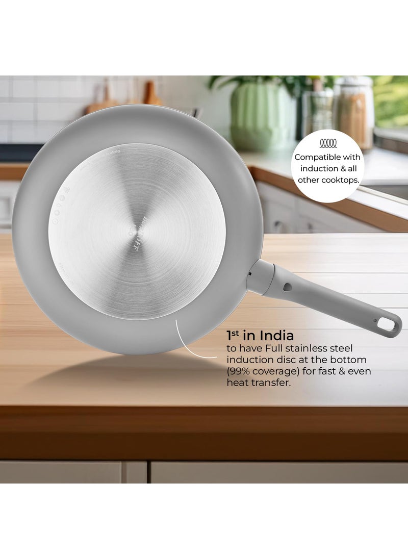 Berghoff Berghoff 24 cm Recycled Aluminum Non-Stick Cooking Fry Pan & Toughened Glass Lid | CeraGreen Ceramic Coating |PTFE, PFAS Free |Induction, Dishwasher Ready |Dark Grey |5 Yr Warranty  - Image 3