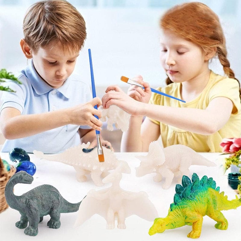 klarako Dinosuar Toys for Kids Painting Kit, Miniature Dinosaur Kit, Dinosaur Arts and Crafts for Kids, Painting Dinosaur with Water Color Paint and Brushes - Image 4