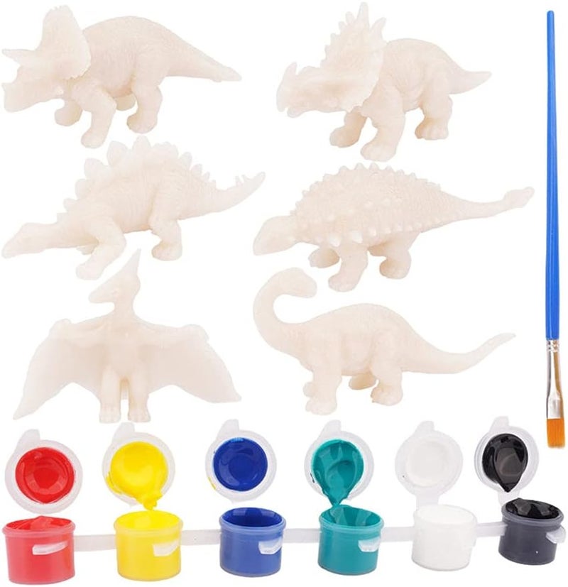 klarako Dinosuar Toys for Kids Painting Kit, Miniature Dinosaur Kit, Dinosaur Arts and Crafts for Kids, Painting Dinosaur with Water Color Paint and Brushes - Image 1