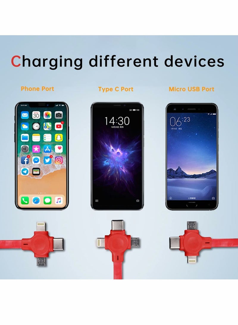 Excefore 3 in 1 Multi USB Fast Charging Cable Adapter with USB C/Micro USB/Compatible with iPhone Port - Image 2