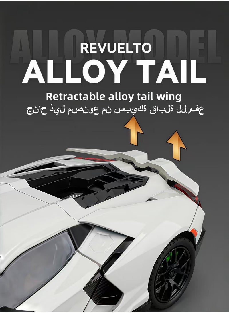 HEROCKX 1:24 Alloy Diecast Car Model for Lamborghini Revuelto Toy Car, Pull Back Vehicles Model Cars Toy for Kids 3 to 12 Years Old Gift Adult Collection Car Model with Light & Sound (black)  - Image 5