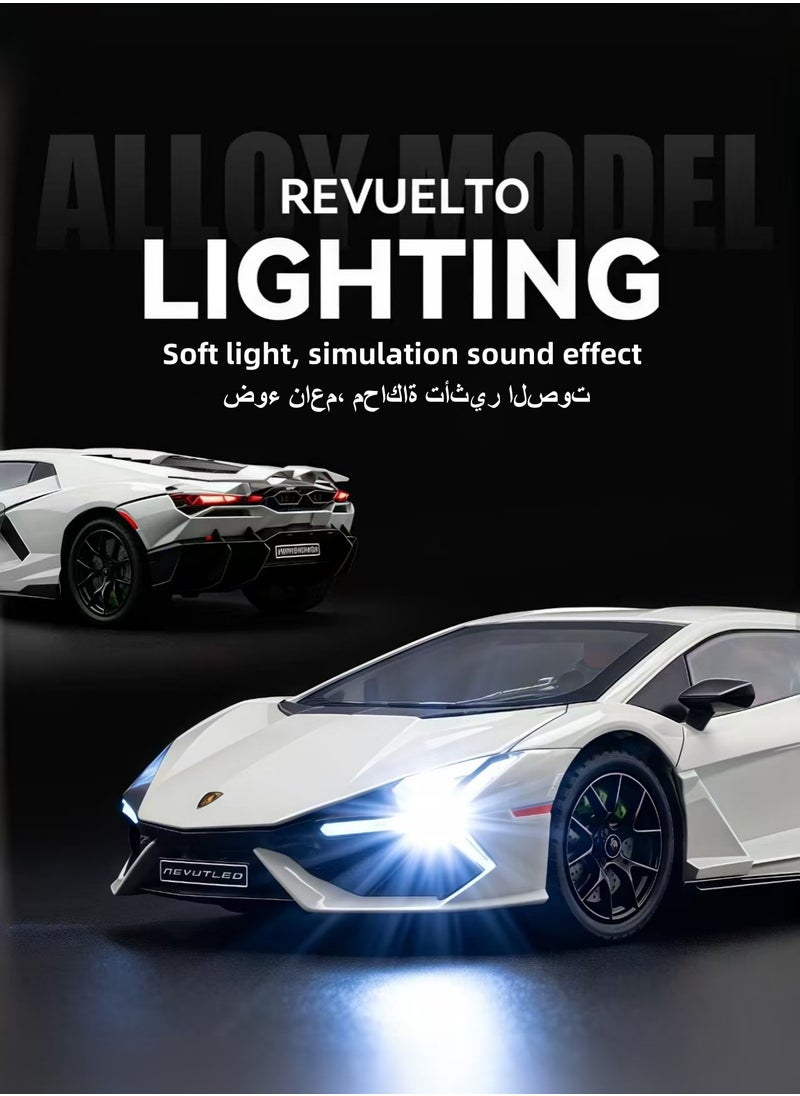 HEROCKX 1:24 Alloy Diecast Car Model for Lamborghini Revuelto Toy Car, Pull Back Vehicles Model Cars Toy for Kids 3 to 12 Years Old Gift Adult Collection Car Model with Light & Sound (black)  - Image 2