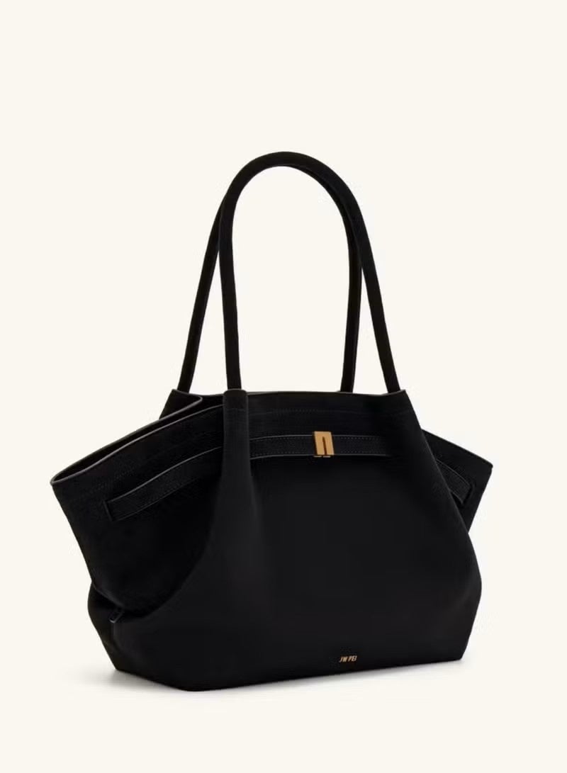 JW PEI PEI Hana Medium Faux Suede Tote Black - Image 3