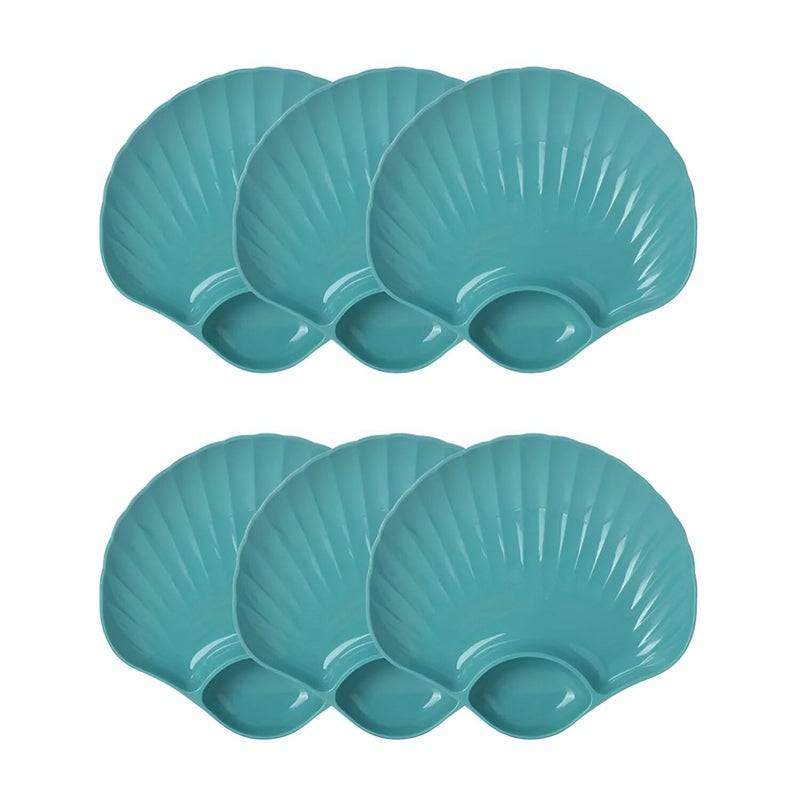 Amillee Seashell Wheat Straw Party Plate, Seashell Dessert Plate for Mermaid Party Under Sea Themed Event - Ideal for Salad, Dessert, Snacks, Pasta, Restaurant & Cafeteria Plates (Pack of 6, Green) - Image 1