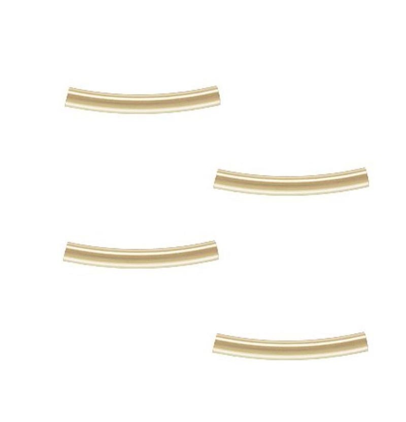 30pcs Adabele Real Yellow Gold Plated Sterling Silver Hypoallergenic Curved Noodle Tube Loose Beads 20mm x 2mm Hole ID 15mm for Craft Jewelry Making SS27320