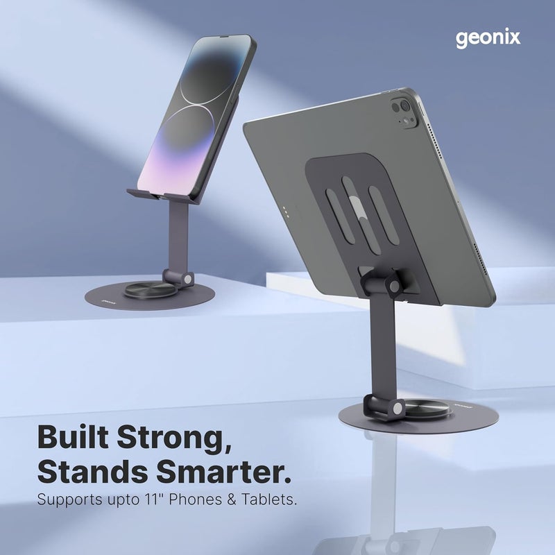GEONIX Trek M3 360° Rotatable & Foldable Mobile Phone Stand – Metallic, Adjustable Height & Angle, Universal Holder for Smartphones & Tablets (Purple) - Image 3
